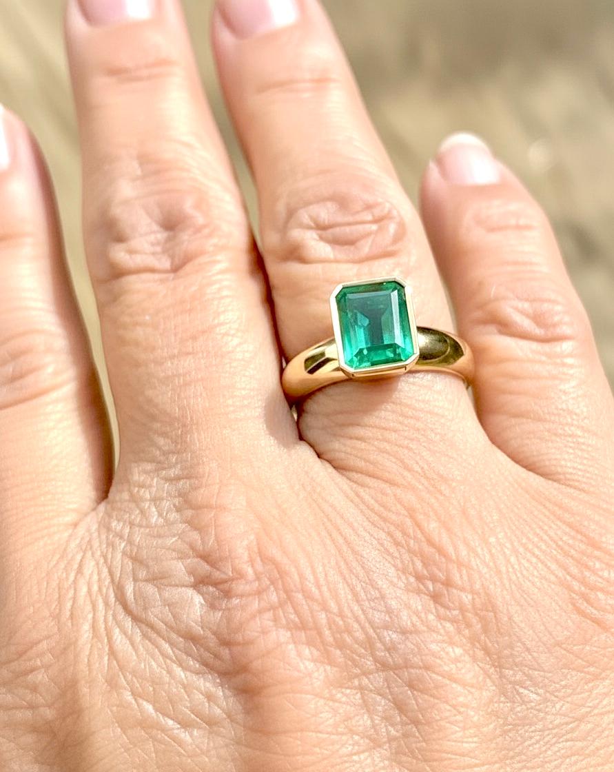 Solitärring mit Smaragden, Maravellous 2,68 Karat natürlicher kolumbianischer Smaragd 18K (Smaragdschliff) im Angebot