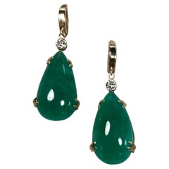 Emeralds Maravellous 36 Carat Certified Colombian Emerald Diamond Drop Earrings