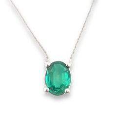 Emeralds Necklace Pendant 1.32ct Natural Green Emerald 14K Oval No Oil Clean