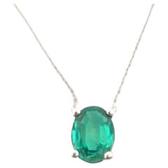 Emeralds Necklace Pendant 1.32ct Natural Green Emerald 14K Oval No Oil Clean