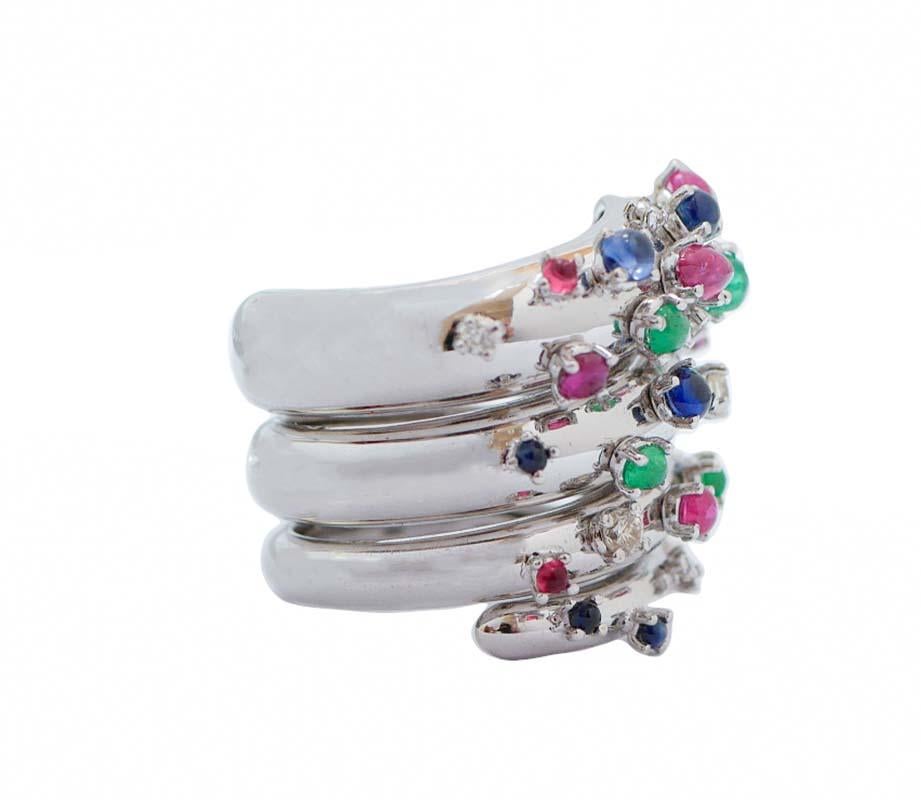 Amazing ring in 18 kt white gold structure mounted with emeralds, rubies, sapphires and diamonds.
Diamonds 0.33 ct
Emeralds, Rubies and Sapphires 2.23 ct
Total Weight 19.30 gr
RF     G     ROGO
RK.GFIU92
Italian Size 15
Usa Size 7.17
French Size