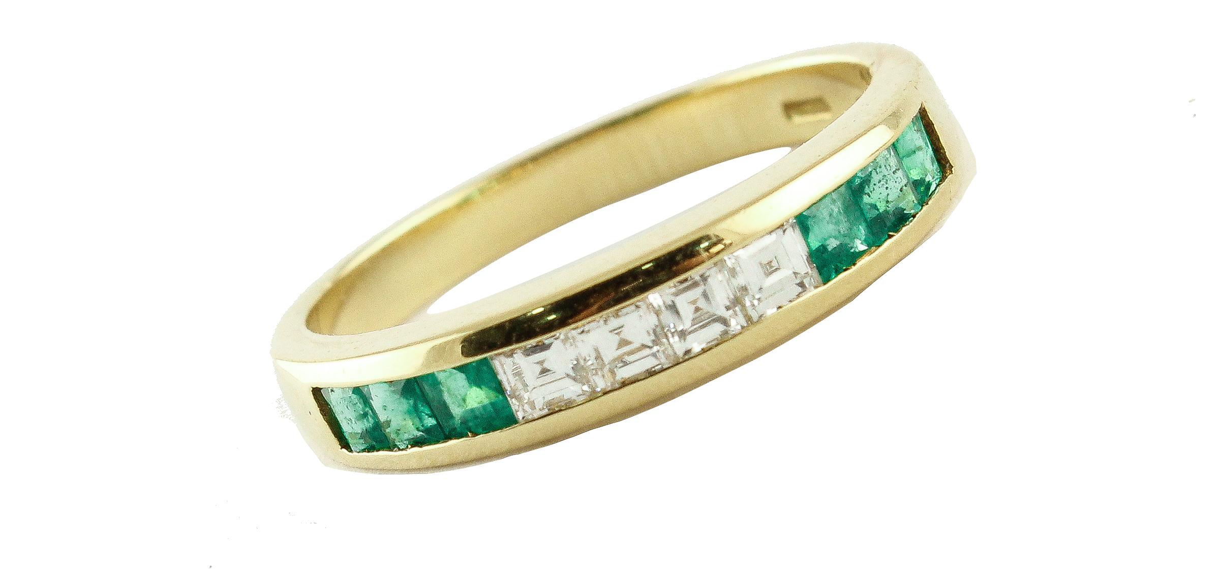 Retro Emeralds Rubyes Sapphires Diamonds 18 Karat Yellow Gold Ring