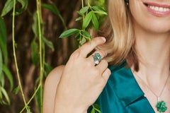 Emeralds White Diamonds Platinum Pendant Necklace