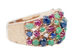 Emeralds, Rubies, Sapphires, Diamonds, 14 Karat Rose Gold Ring