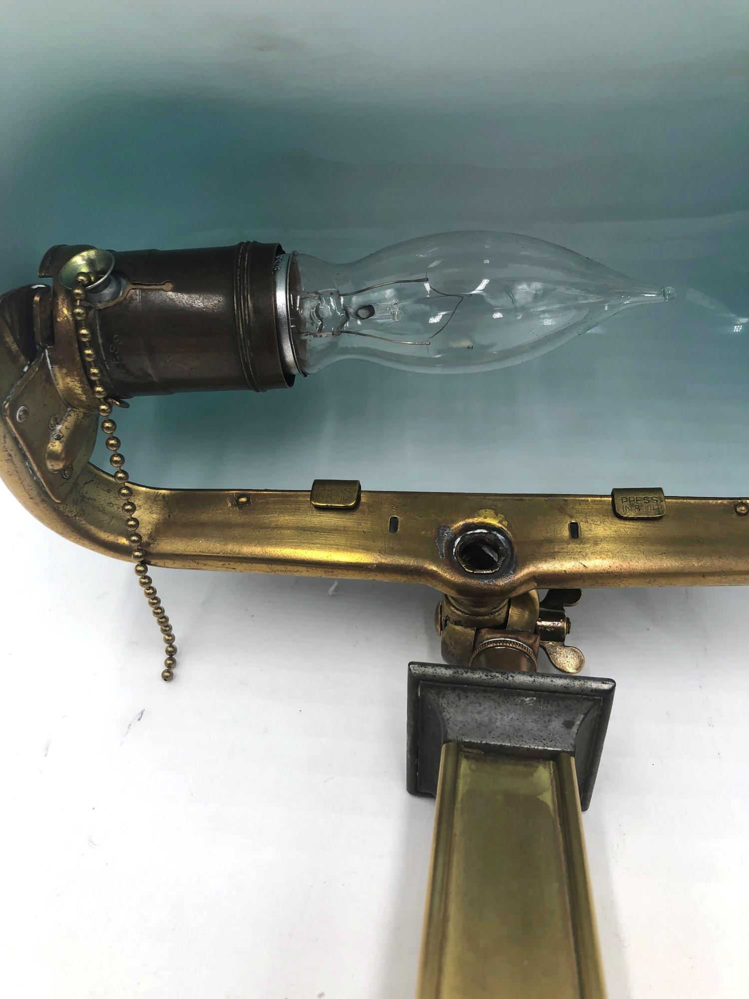 Emeralite Bankers Desk Lamp with Green Glass Shade and Decorative Brass Base 7