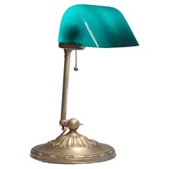 Antique Emeralite Green Shade Banker's Lamp, ca. 1917