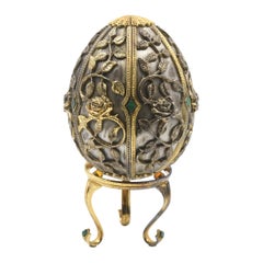 Œuf moderne Faberge Filigrane Papillon Vermeil Sterling 750 Edition