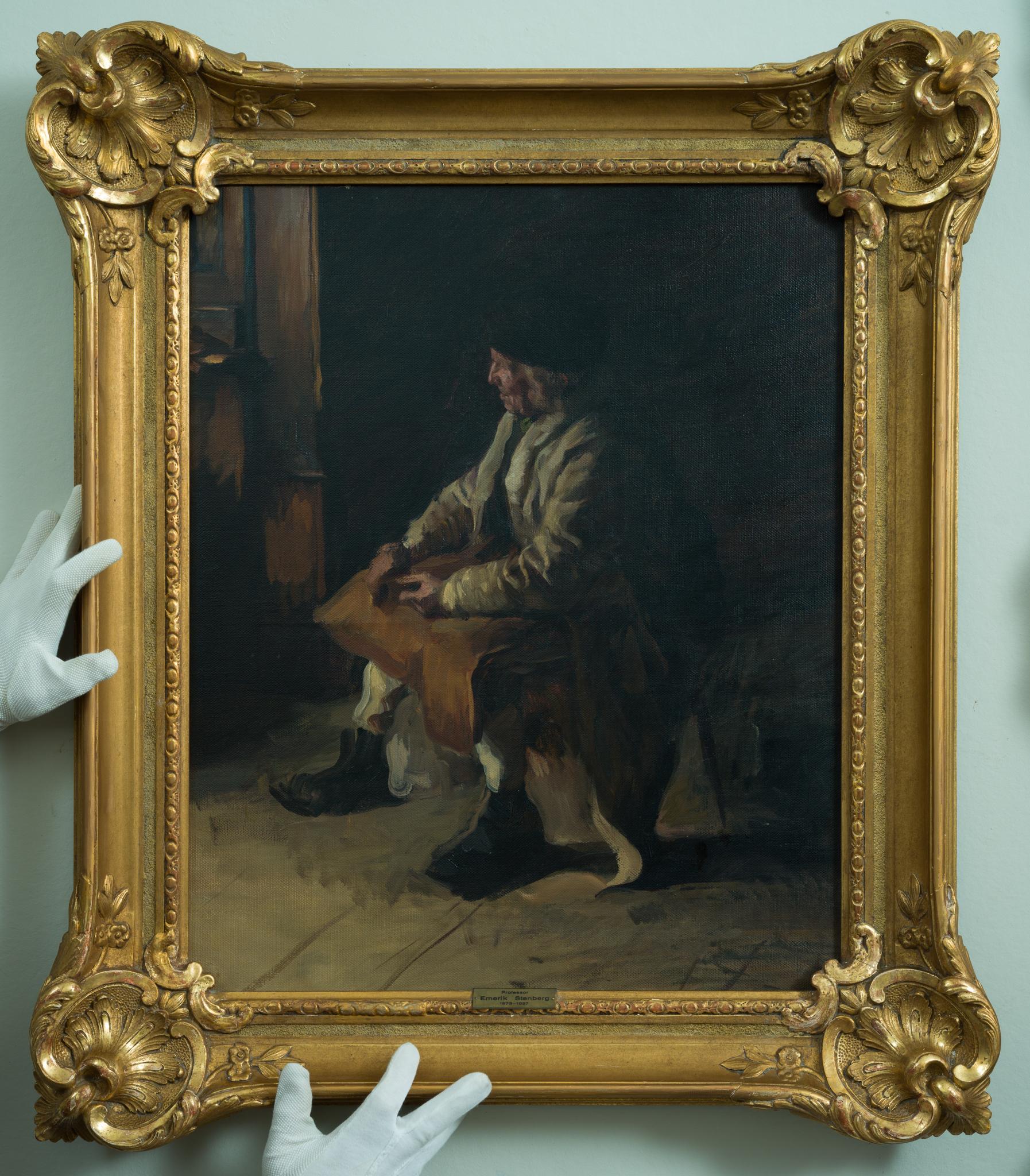 The Seated Man – An Intimate Glimpse into Daily Life - Painting by Emerik Stenberg
