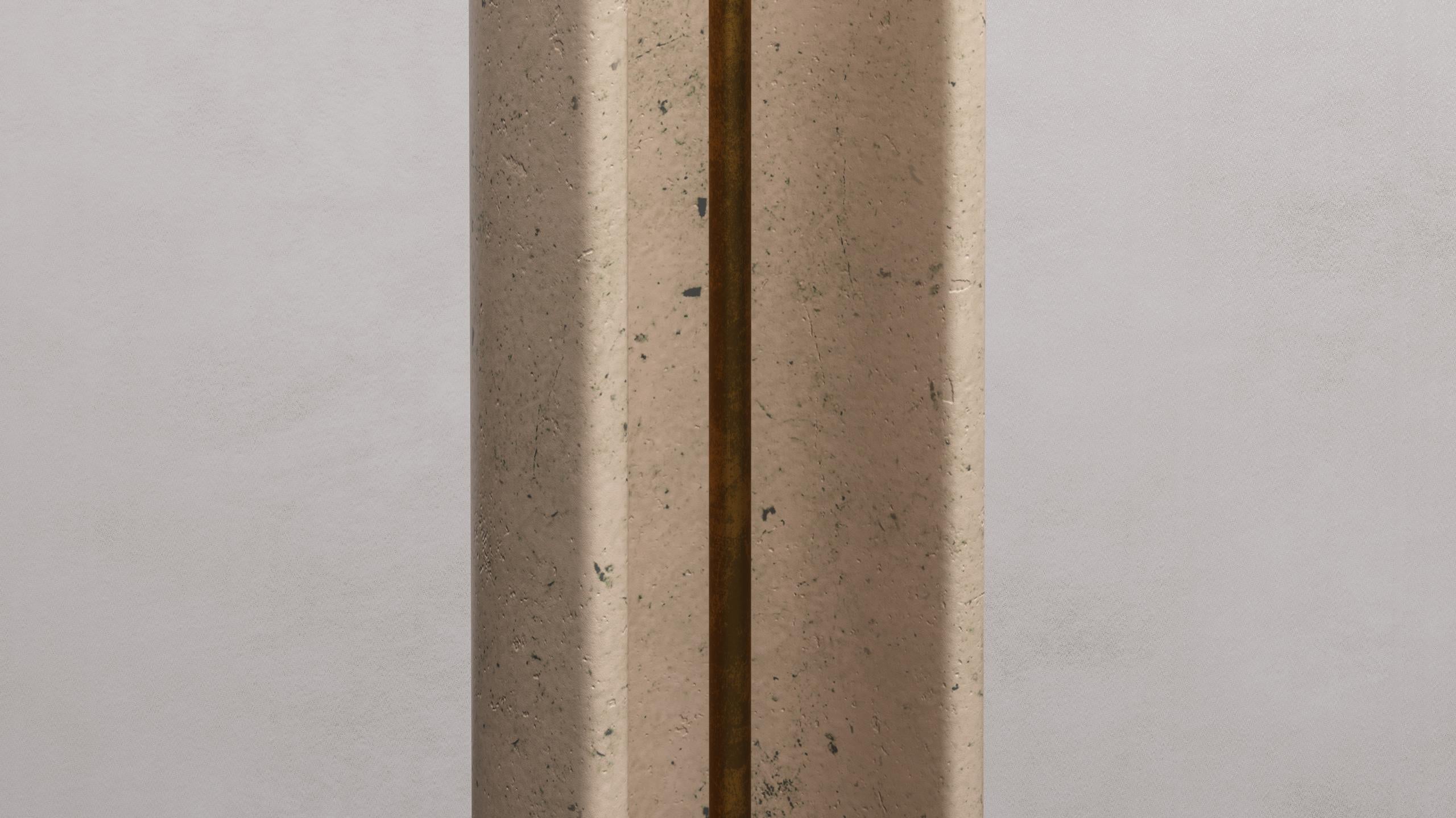 Emersion floor lamp by Arthur Vallin
Limited 12 + 2 A/P
Dimensions: W 12 x D 12 x H 54 inch
Materials: Travertin Navona, brass
Finishing: Matte Un-honed
Lava stone finish available.

French Artist, Designer, and Creative Director Arthur