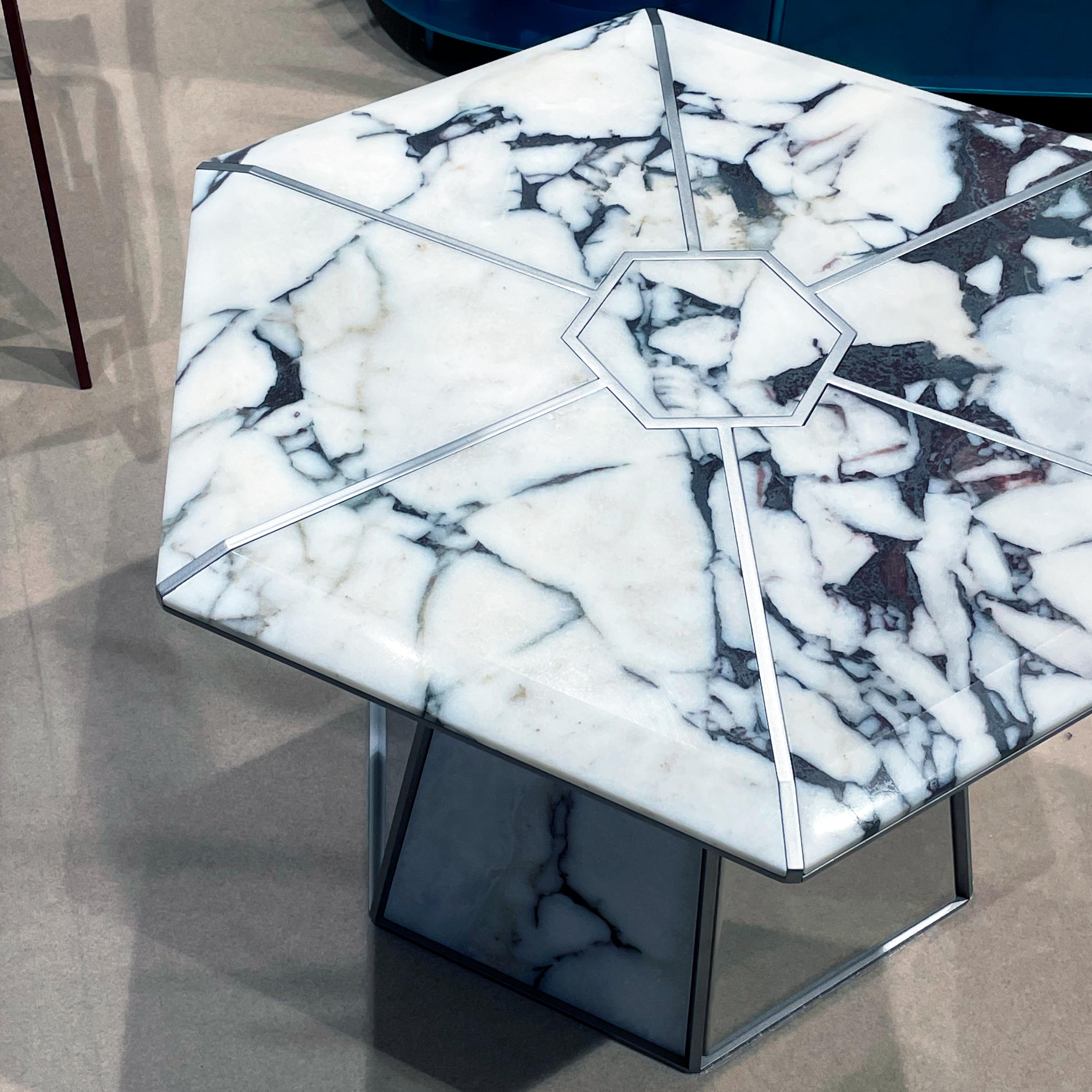 Post-Modern Emerso Calacatta Marble and Titanium Coffee Table by WM Metal Design For Sale