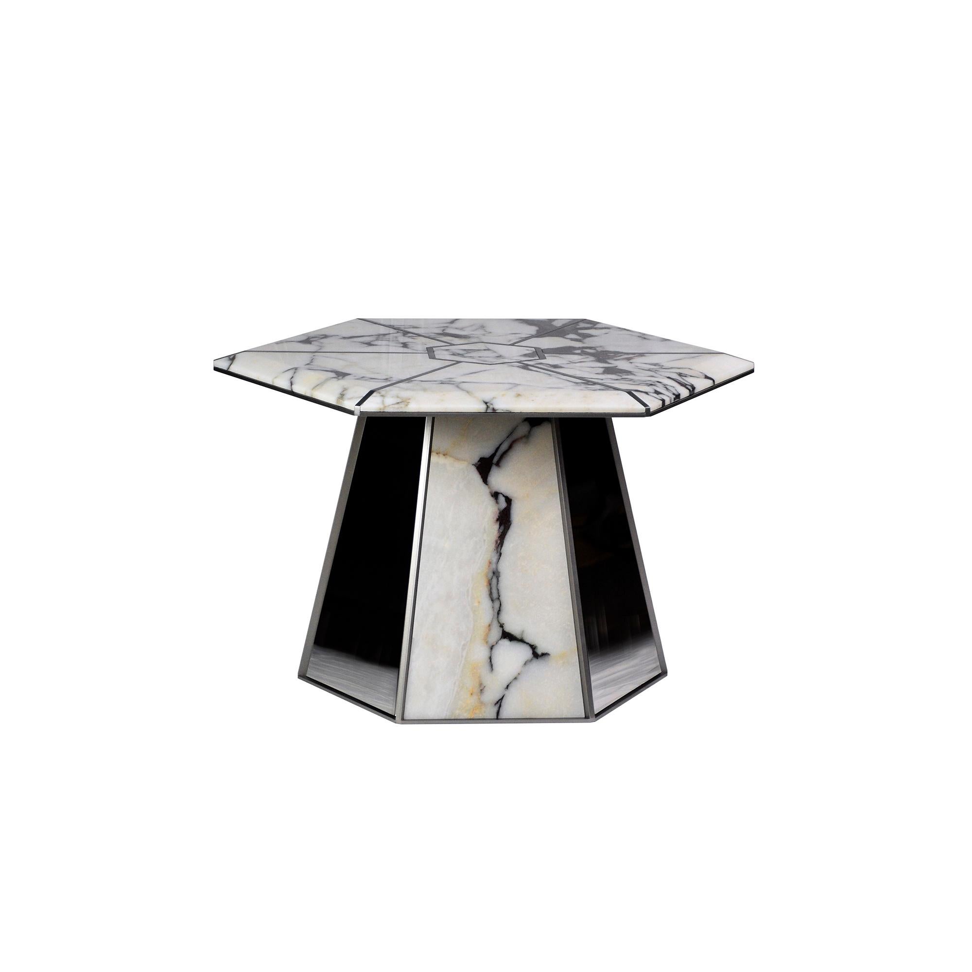 Emerso Calacatta Marble and Titanium Coffee Table by WM Metal Design In New Condition For Sale In Geneve, CH