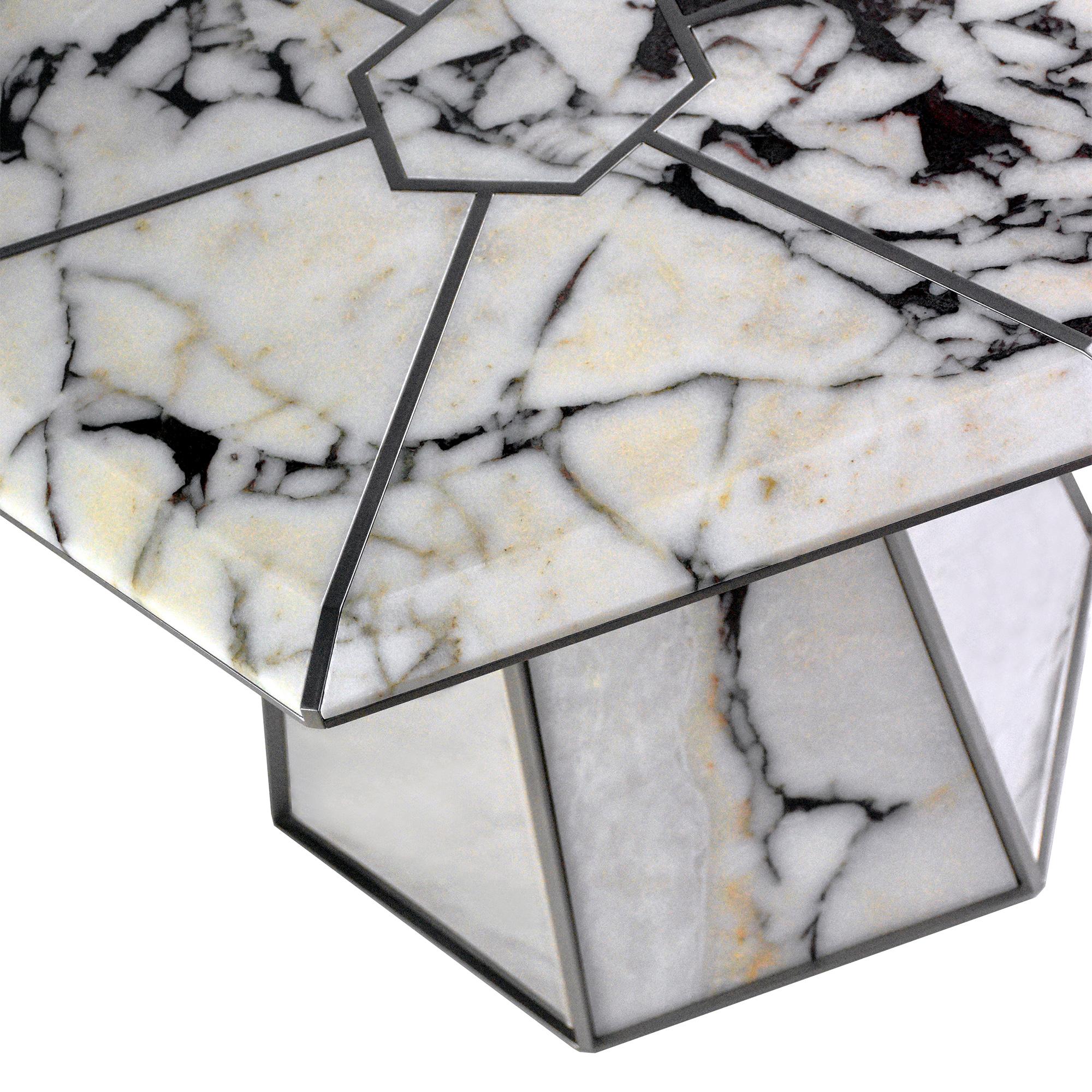 Contemporary Emerso Calacatta Marble and Titanium Coffee Table by WM Metal Design For Sale