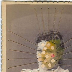 Woman with Numbers- Contemporary street art remake of old photograph mixed media