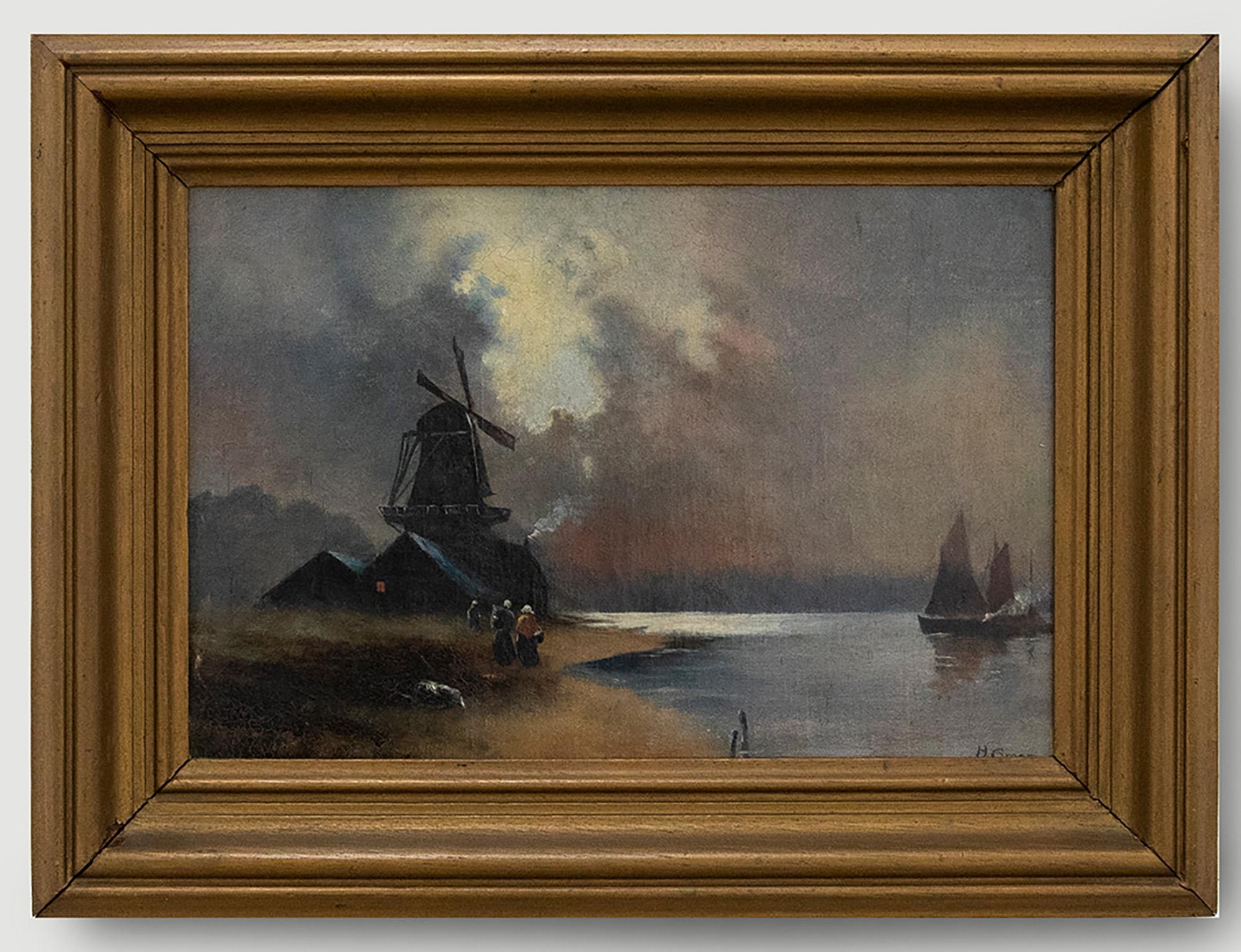 Emerson Harold Groom (1890-1988) - Óleo del siglo XX, Molino de viento de East Anglian 1