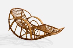 Emerson Rattan Co, Schaukel-Chaise Longue, Bambus, Rattan, USA, 1950er Jahre