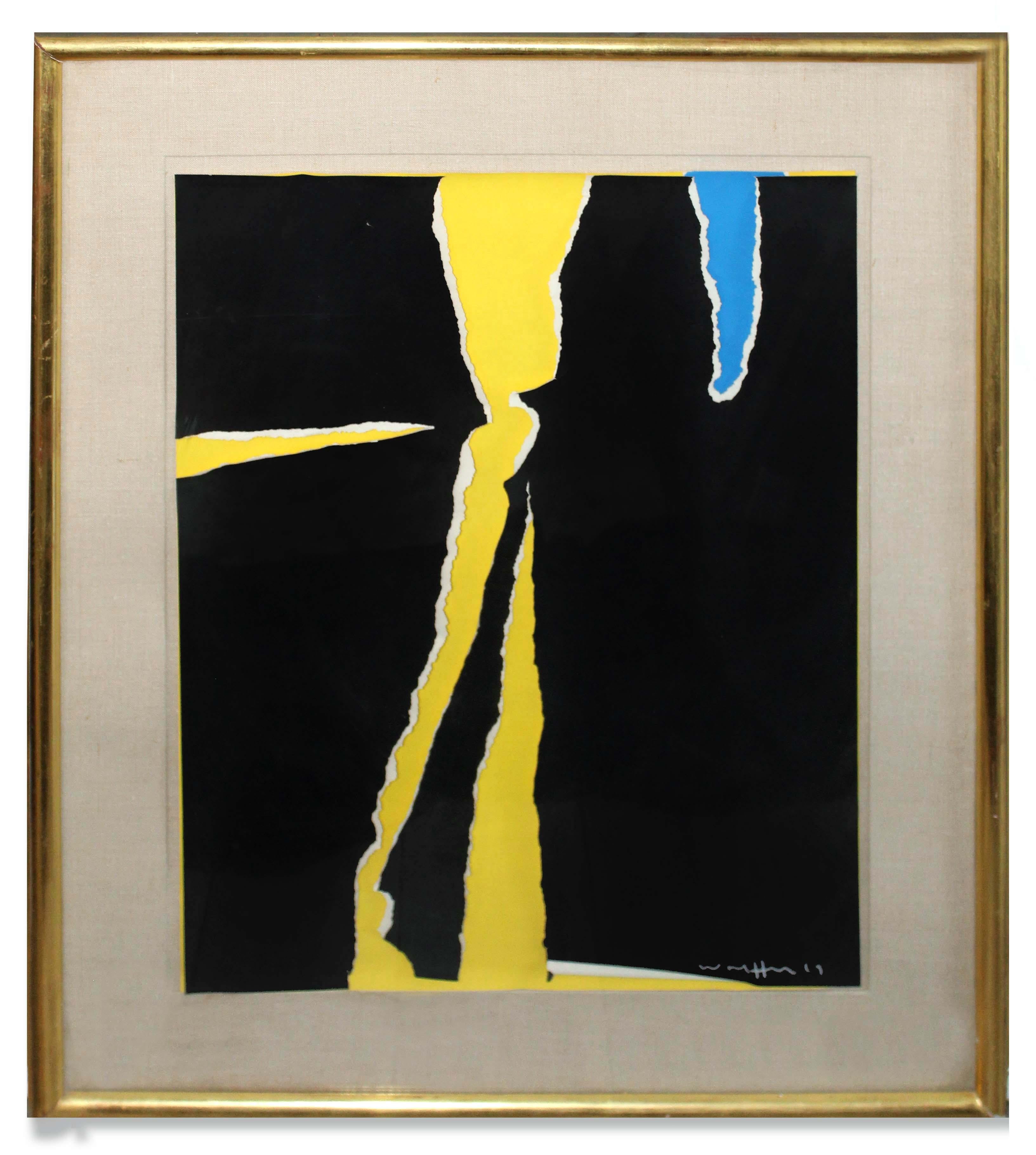 Emerson Woelffer, atrevido collage de bordes rasgados, obra expresionista abstracta firmada en venta 1