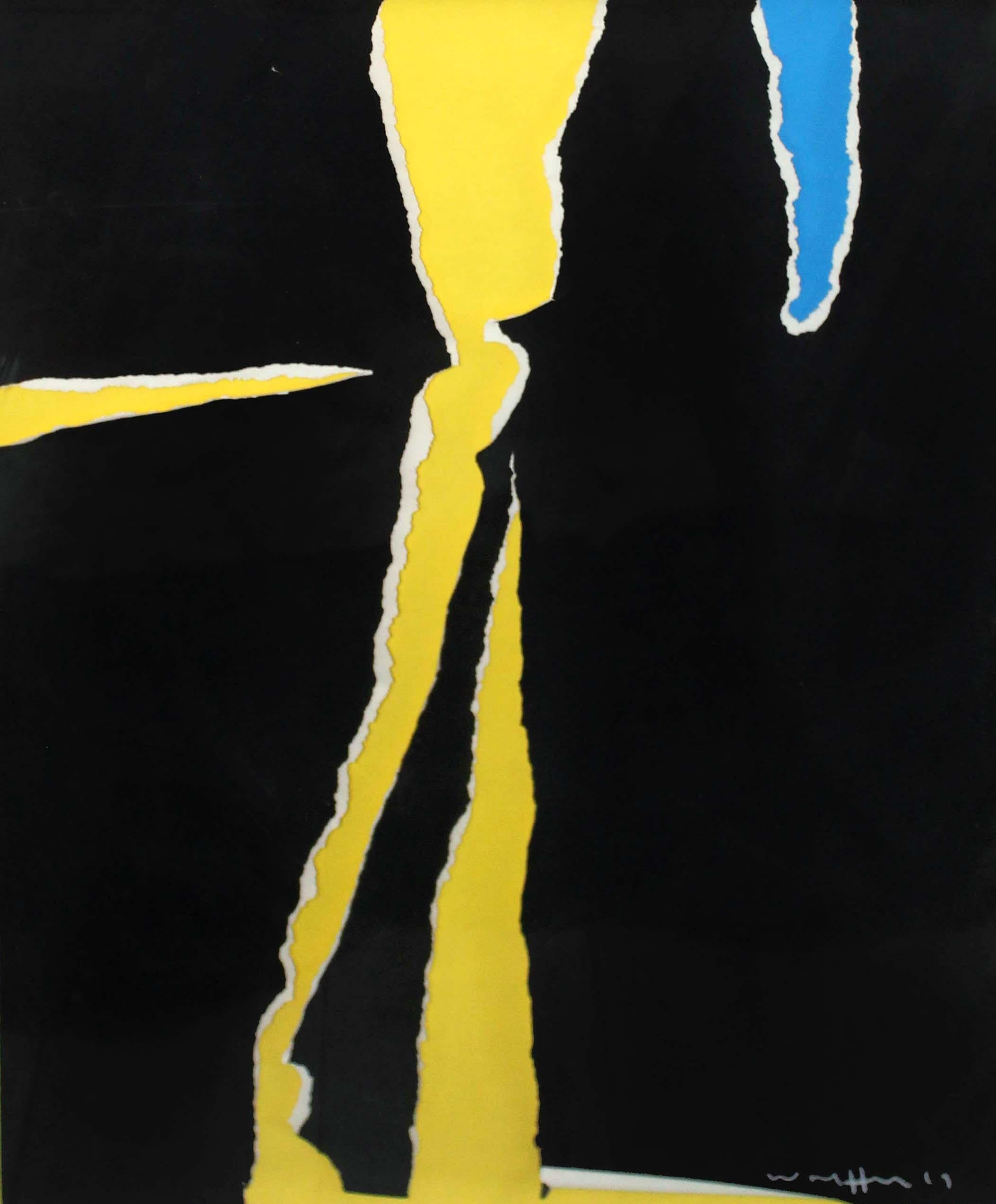 Emerson Woelffer, atrevido collage de bordes rasgados, obra expresionista abstracta firmada en venta 2