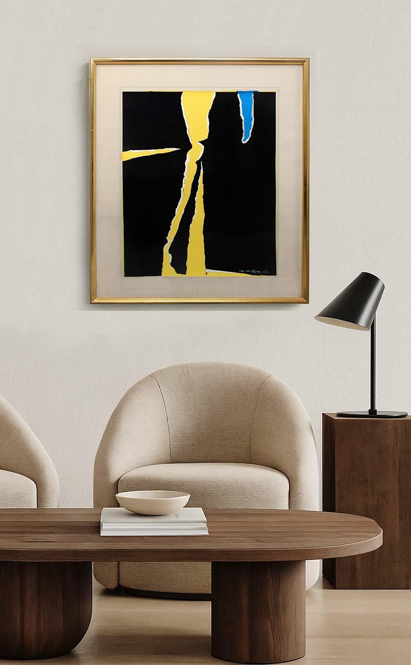 Emerson Woelffer, atrevido collage de bordes rasgados, obra expresionista abstracta firmada en venta 5
