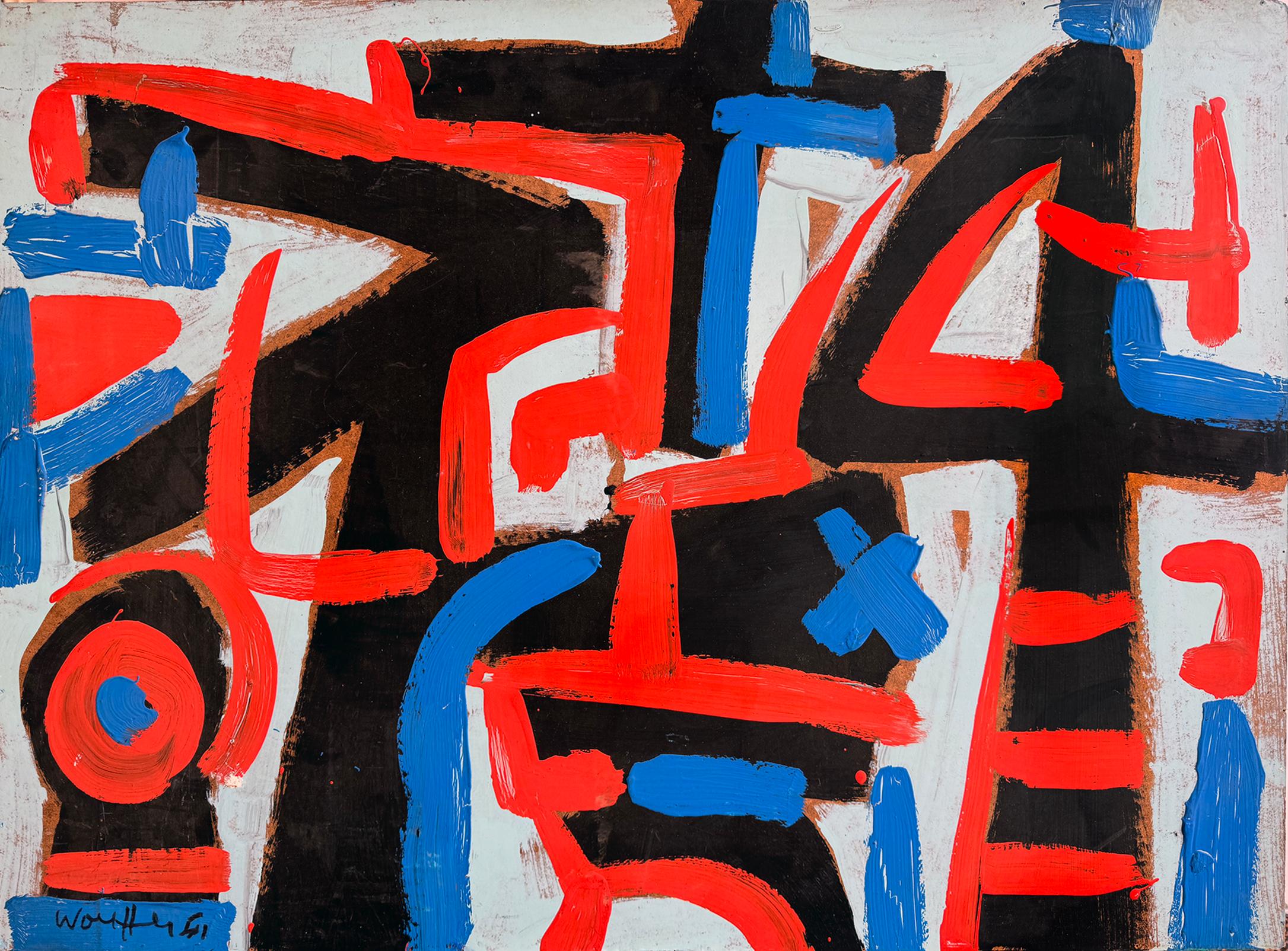 Emerson Woelffer Abstract Painting - Abstract Expressionist "Forms Divide"  Like Franz Kline
