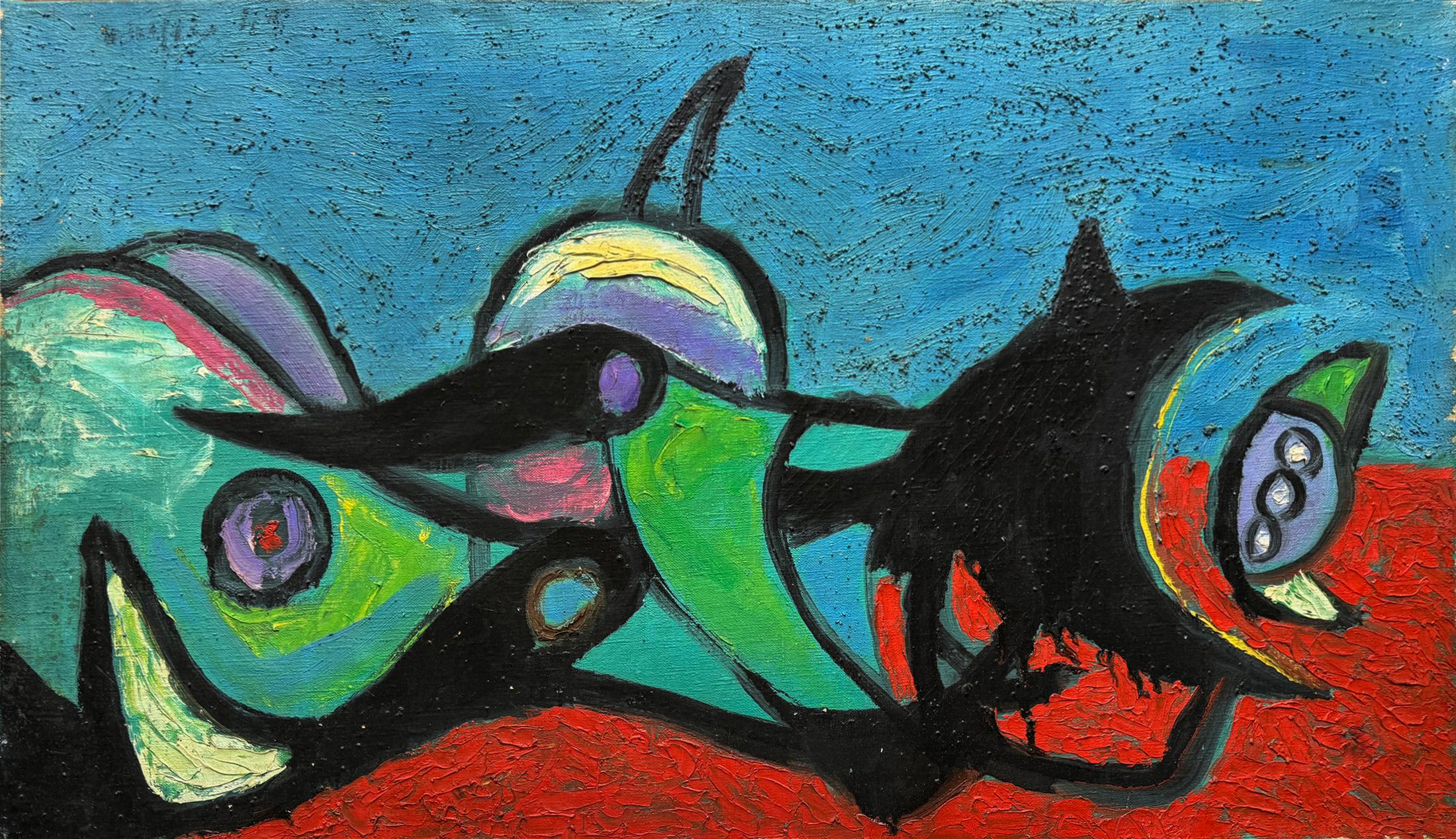 Emerson Woelffer Abstract Painting - Biomorphic Forms  - Early Abstract Expressionist - like Arshile Gorky