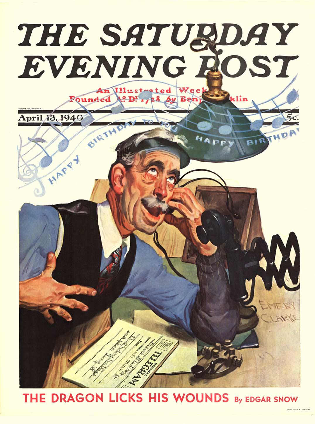 Original Saturday Evening Poster Newsstand 1940 vintage poster  linen-backed