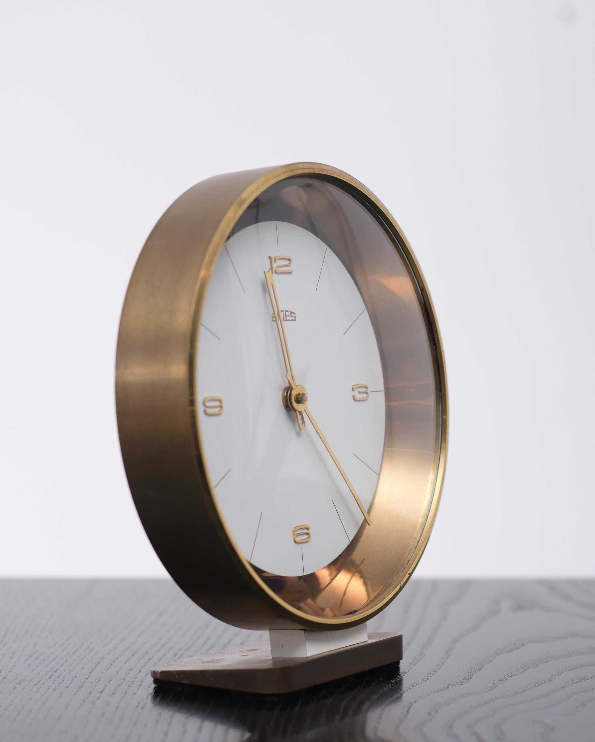 Emes Brass Table Clock 1960s Germany In Good Condition In Den Haag, NL