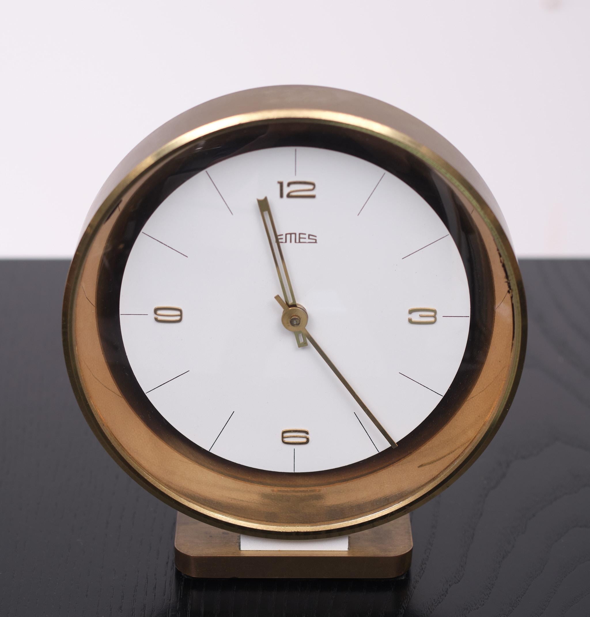 Mid-20th Century Emes Brass Table Clock 1960s Germany