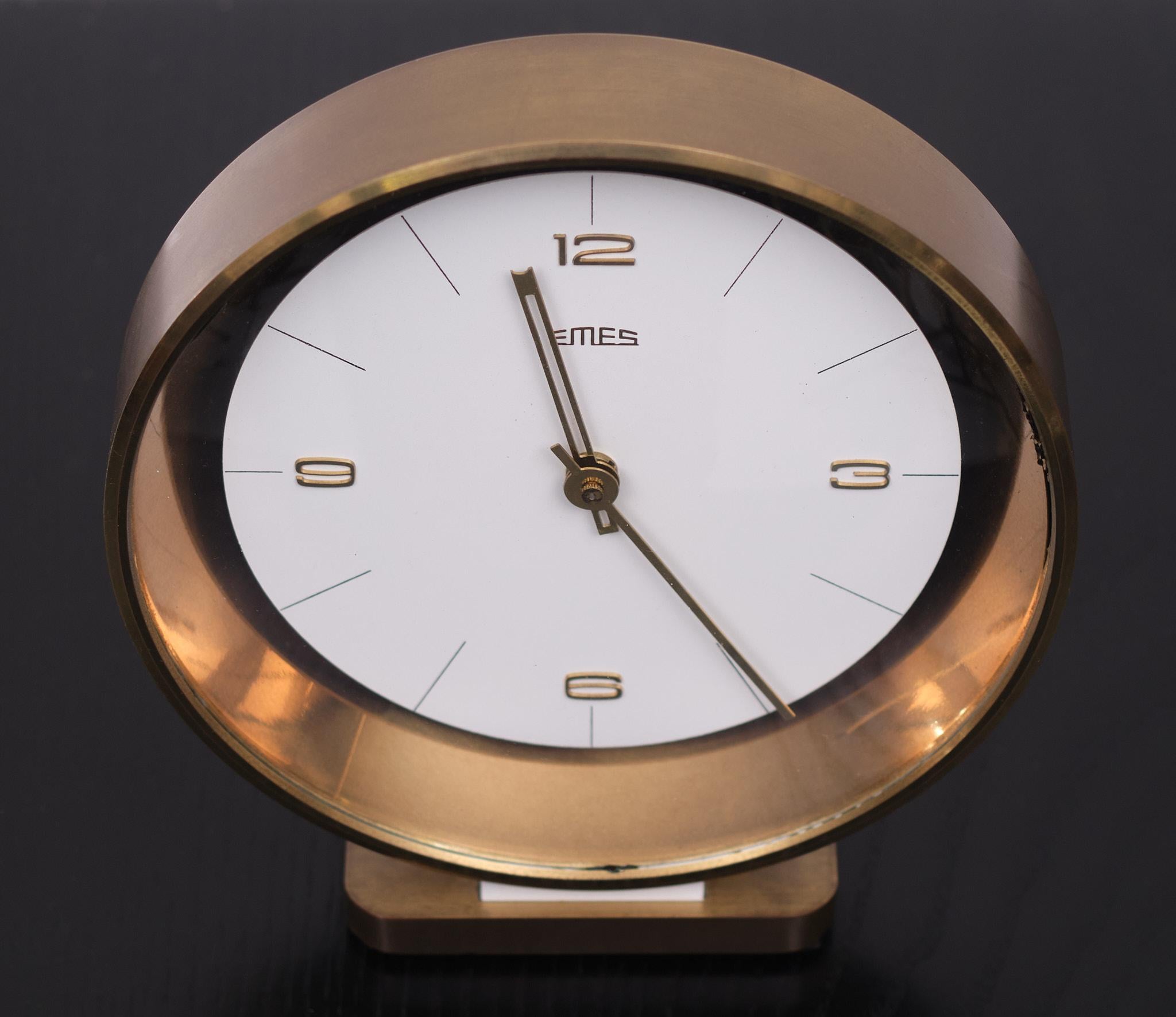 Emes Brass Table Clock 1960s Germany 1