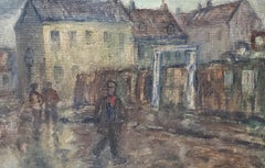 Original-Ölgemälde „Denmark“ vonmiel Hansen, Figuren auf einem wolkenverhangenen Tag, um 1930