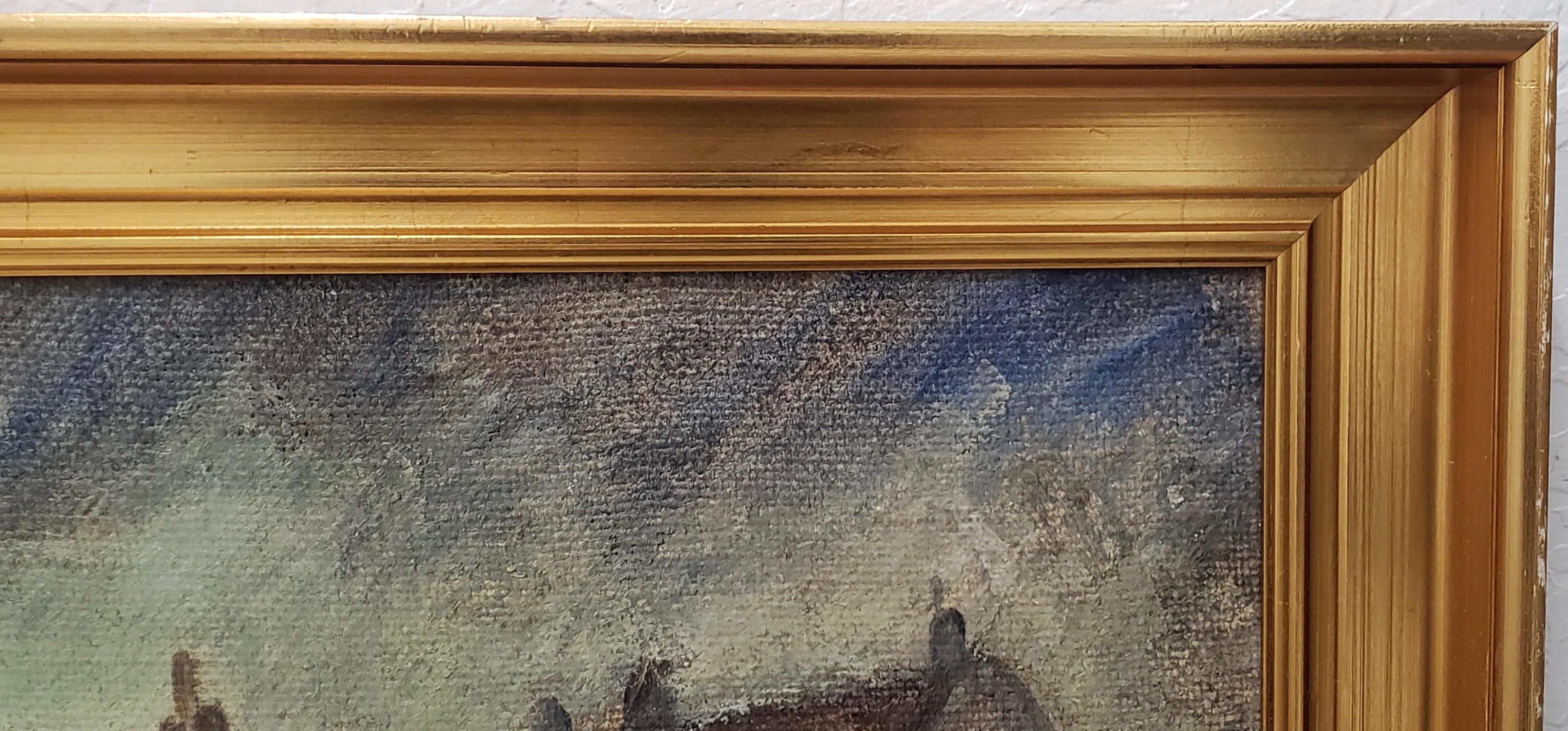 Peint à la main Peinture à l'huile originale d'Emiel Hansen « Denmark » représentant une journée nuageuse, vers 1930 en vente