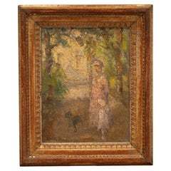 Emiel Hansen “Walk in the park”  Oil on canvas, created around 1900