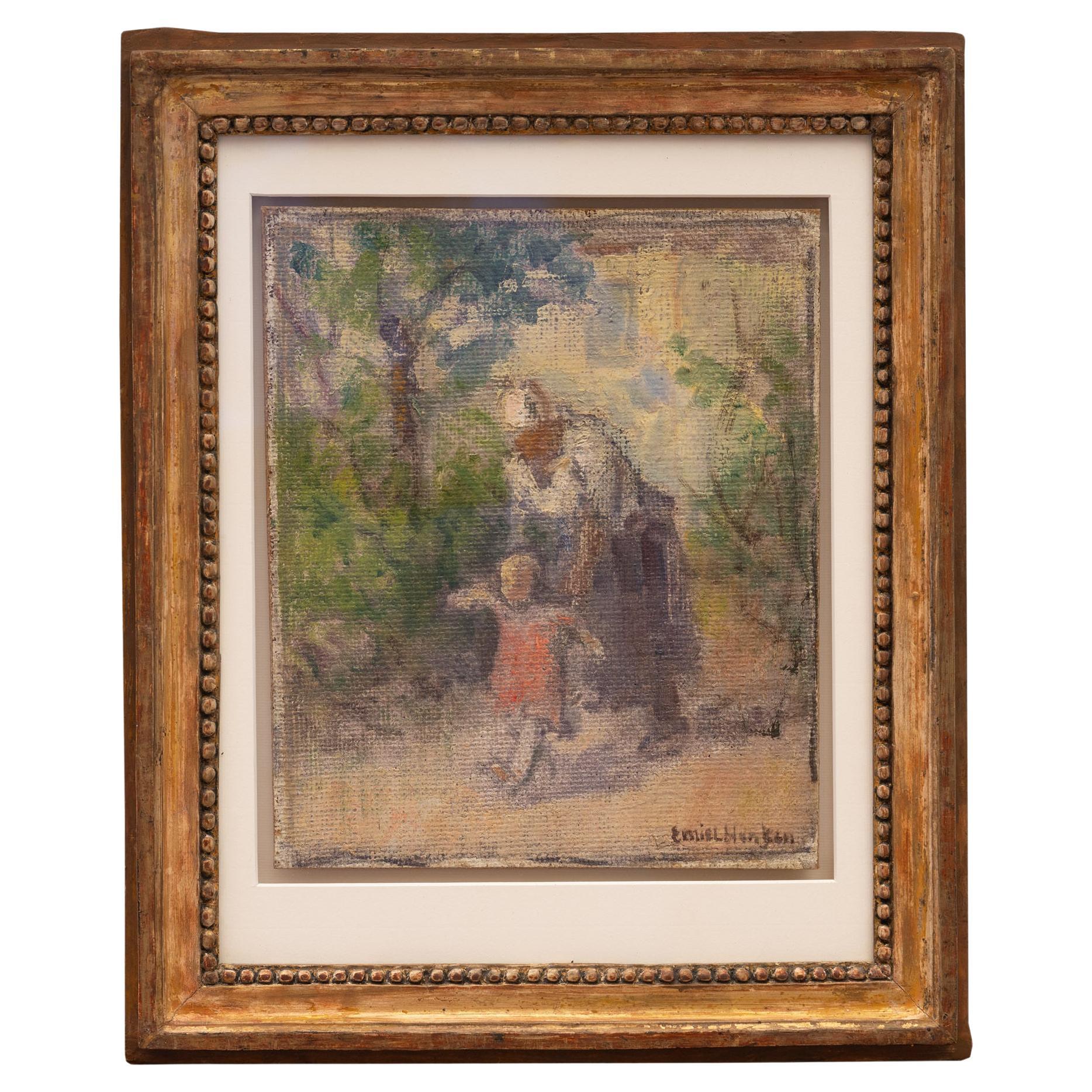 Emiel Hansen “Women with Infant"  Oil on canvas, created around 1900