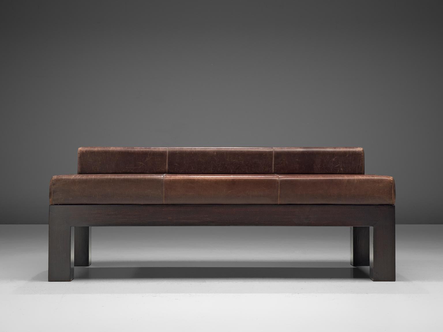 Mid-Century Modern Emiel Veranneman Custom Made Bench in Buffalo Leather, 1960s