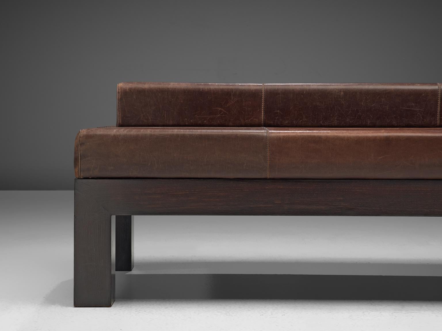 Belgian Emiel Veranneman Custom Made Bench in Buffalo Leather, 1960s
