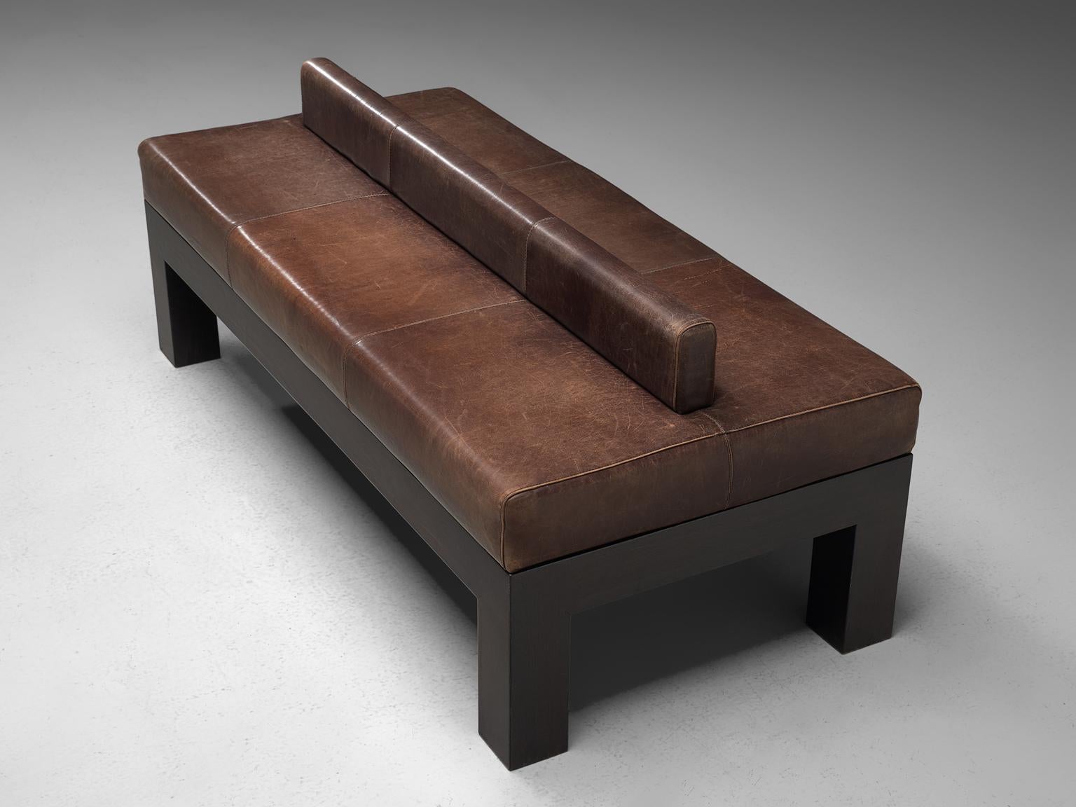 Mid-20th Century Emiel Veranneman Custom Made Bench in Buffalo Leather, 1960s