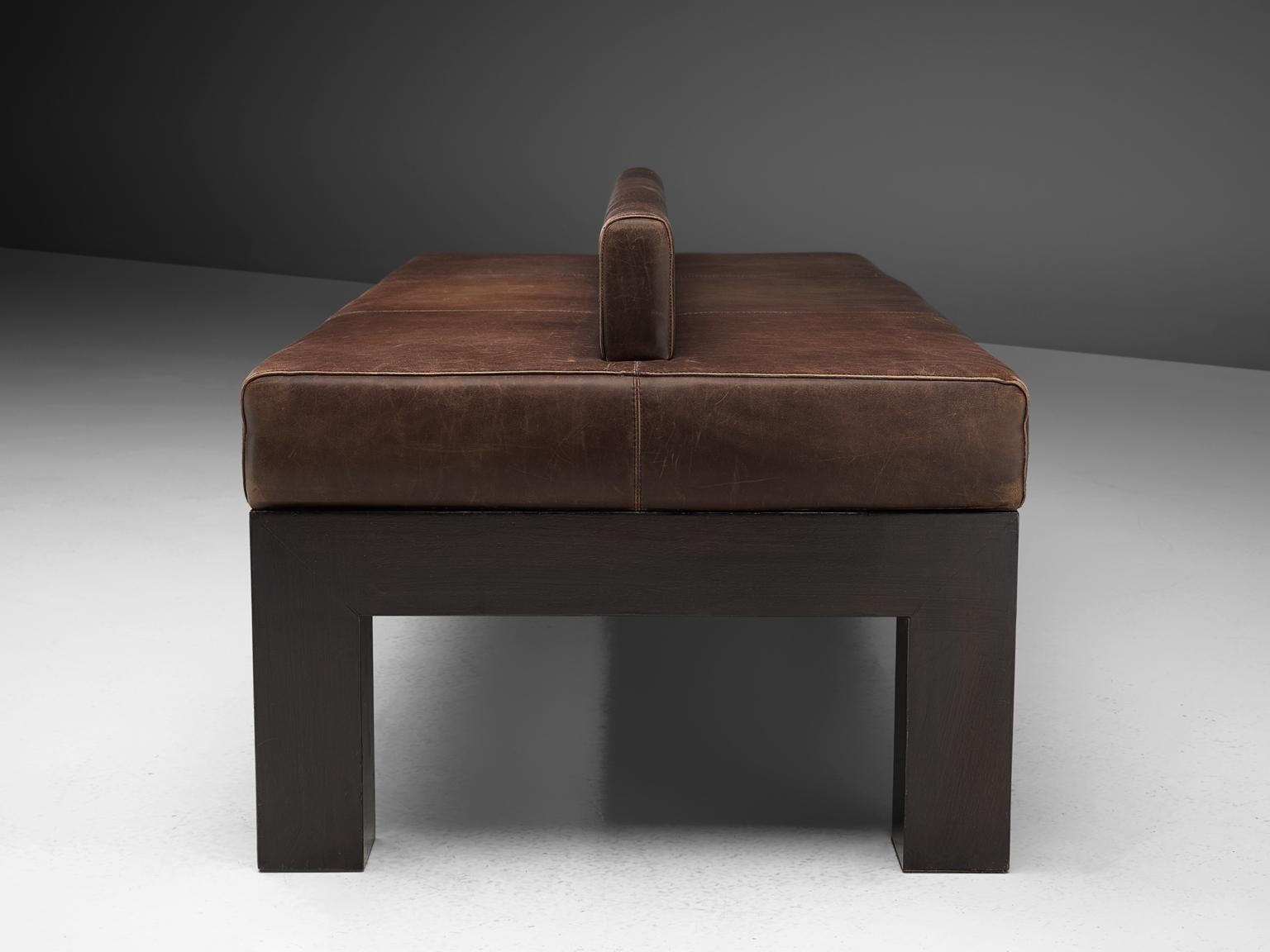 Emiel Veranneman Custom Made Bench in Buffalo Leather, 1960s 1