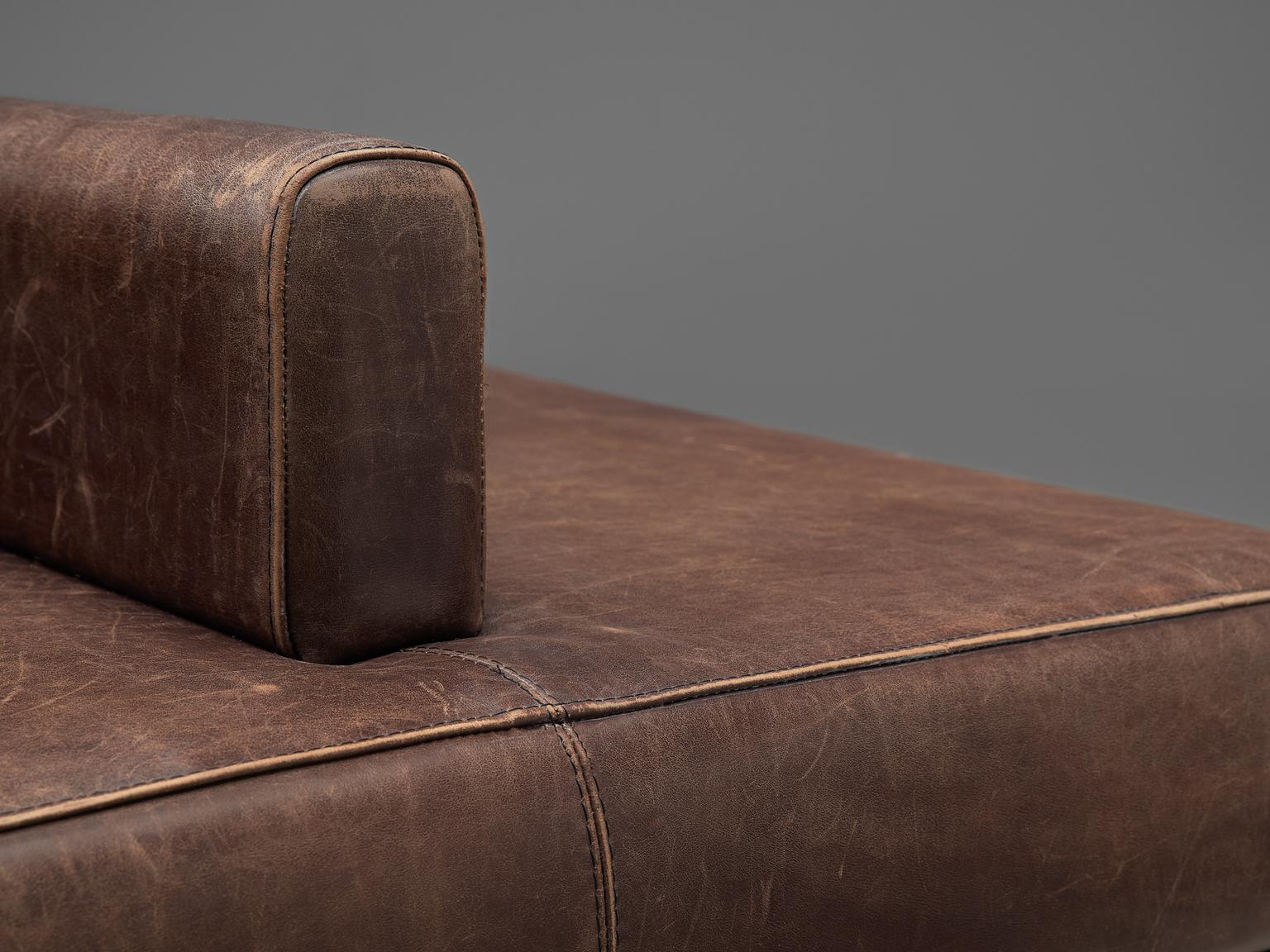 Emiel Veranneman Custom Made Bench in Buffalo Leather, 1960s 2
