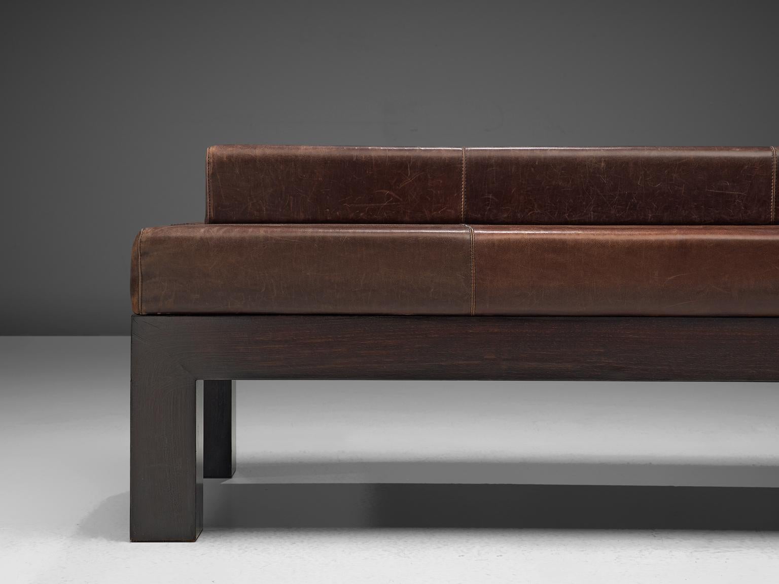 Mid-Century Modern Emiel Veranneman Custom Made Bench in Buffalo Leather
