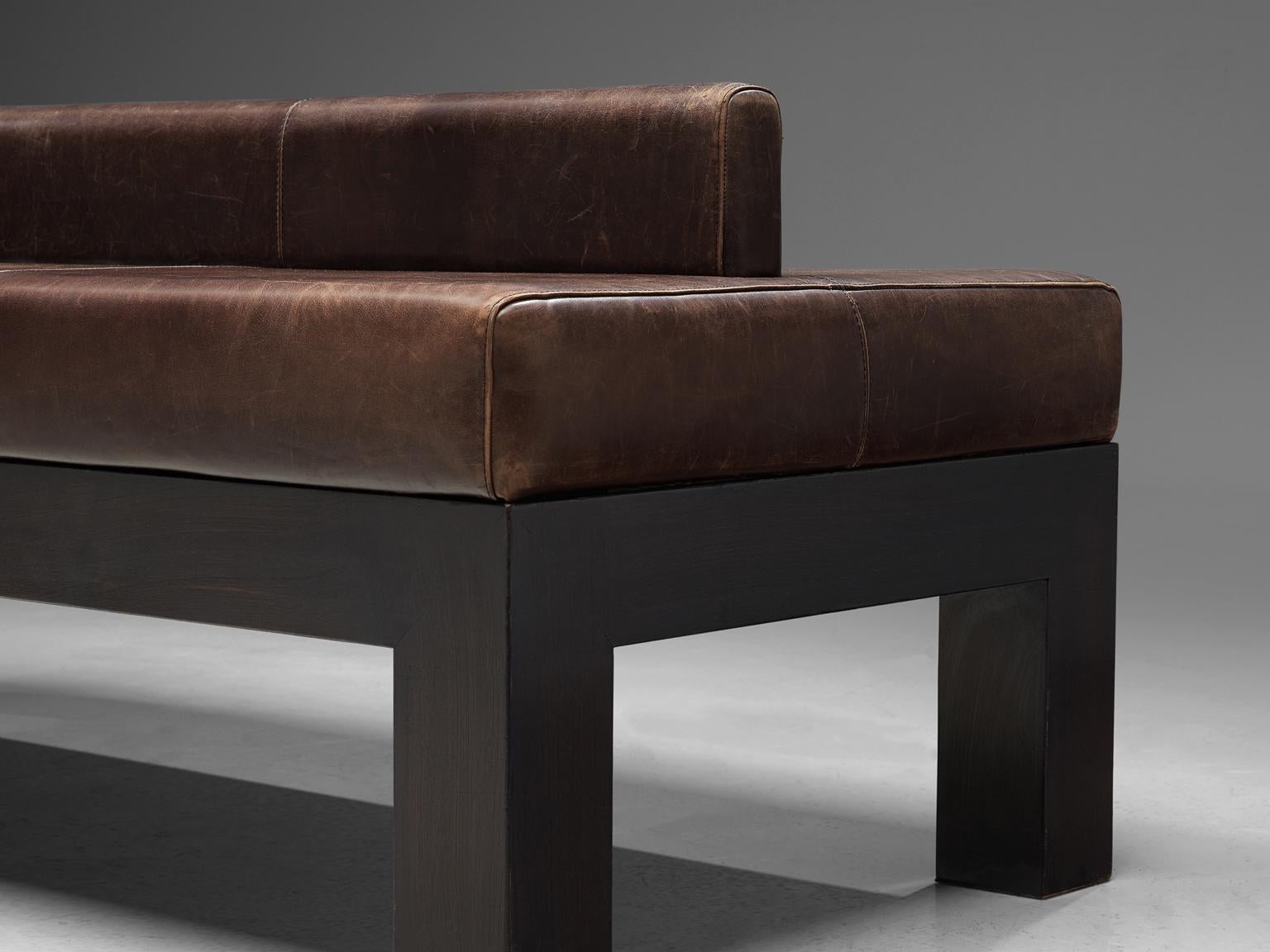 Belgian Emiel Veranneman Custom Made Bench in Buffalo Leather For Sale