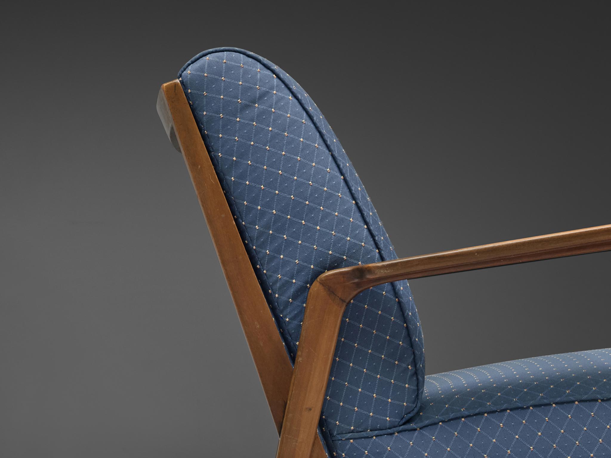 Emiel Veranneman 'La Chaise' Lounge Chair in Cherry & Blue Rhomboid Fabric For Sale 1