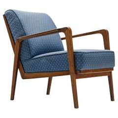 Silla de salón "La Chaise" de Emiel Veranneman en cerezo y tela romboidal azul