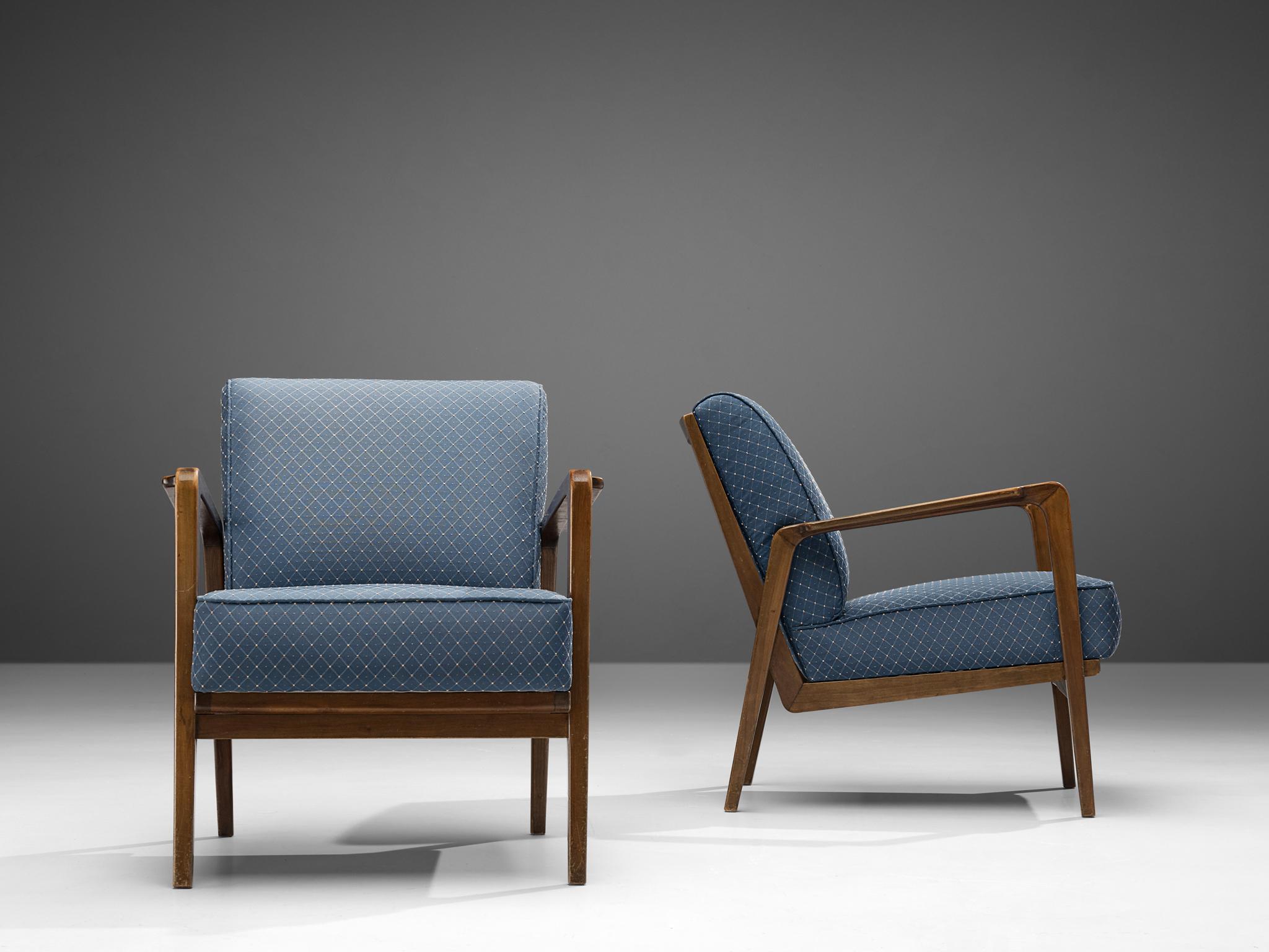 Paar „La Chaise“-Loungesessel von Emiel Veranneman in Kirschblau mit Rhomboid-Stoff im Zustand „Gut“ im Angebot in Waalwijk, NL
