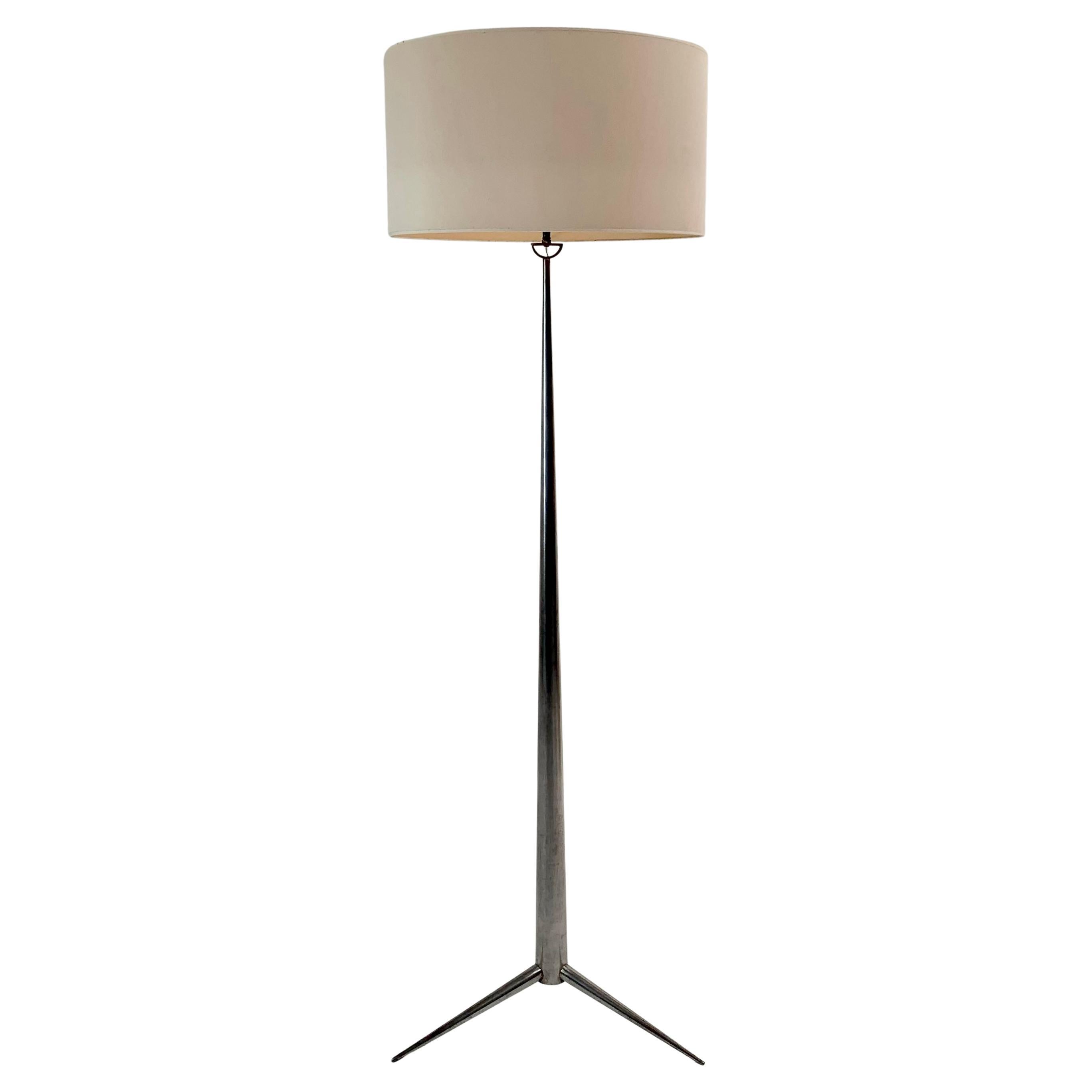 Emiel Veranneman Rare Steel Tripod Floor Lamp, circa 1960, Belgium