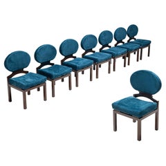 Emiel Veranneman Set of Eight 'Osaka' Dining Chairs in Blue Leather