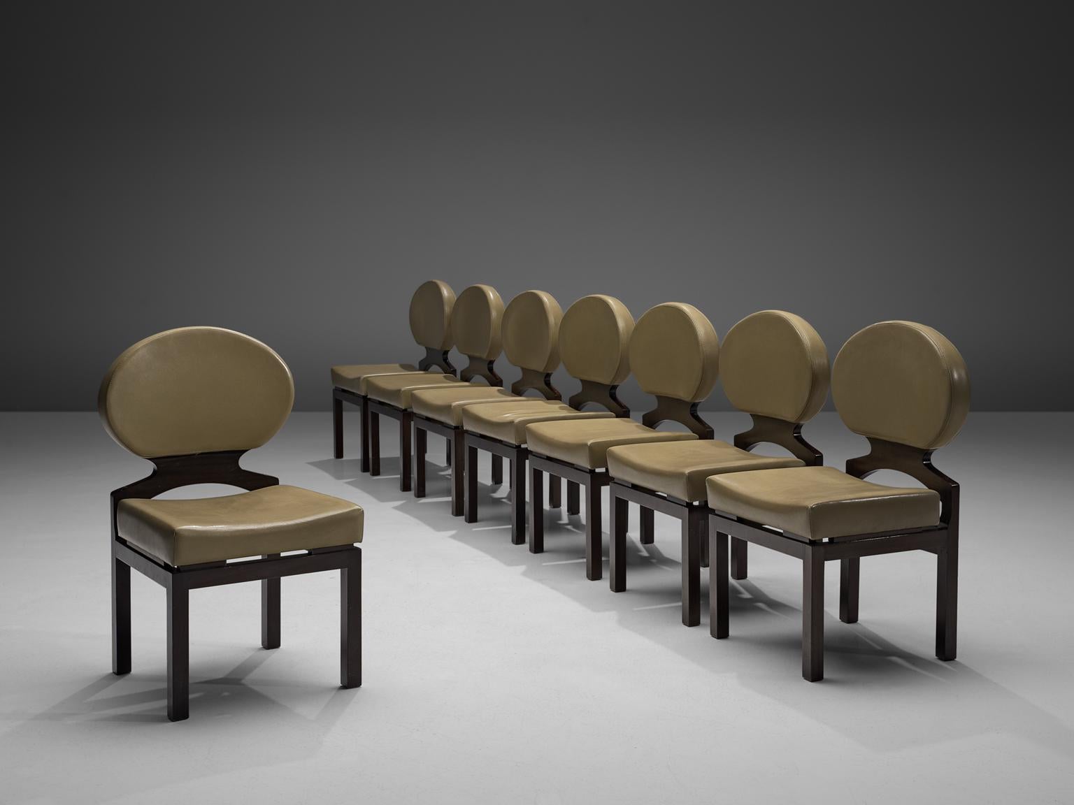 Belgian Emiel Veranneman Set of Eight Osaka Dining Chairs in Leather
