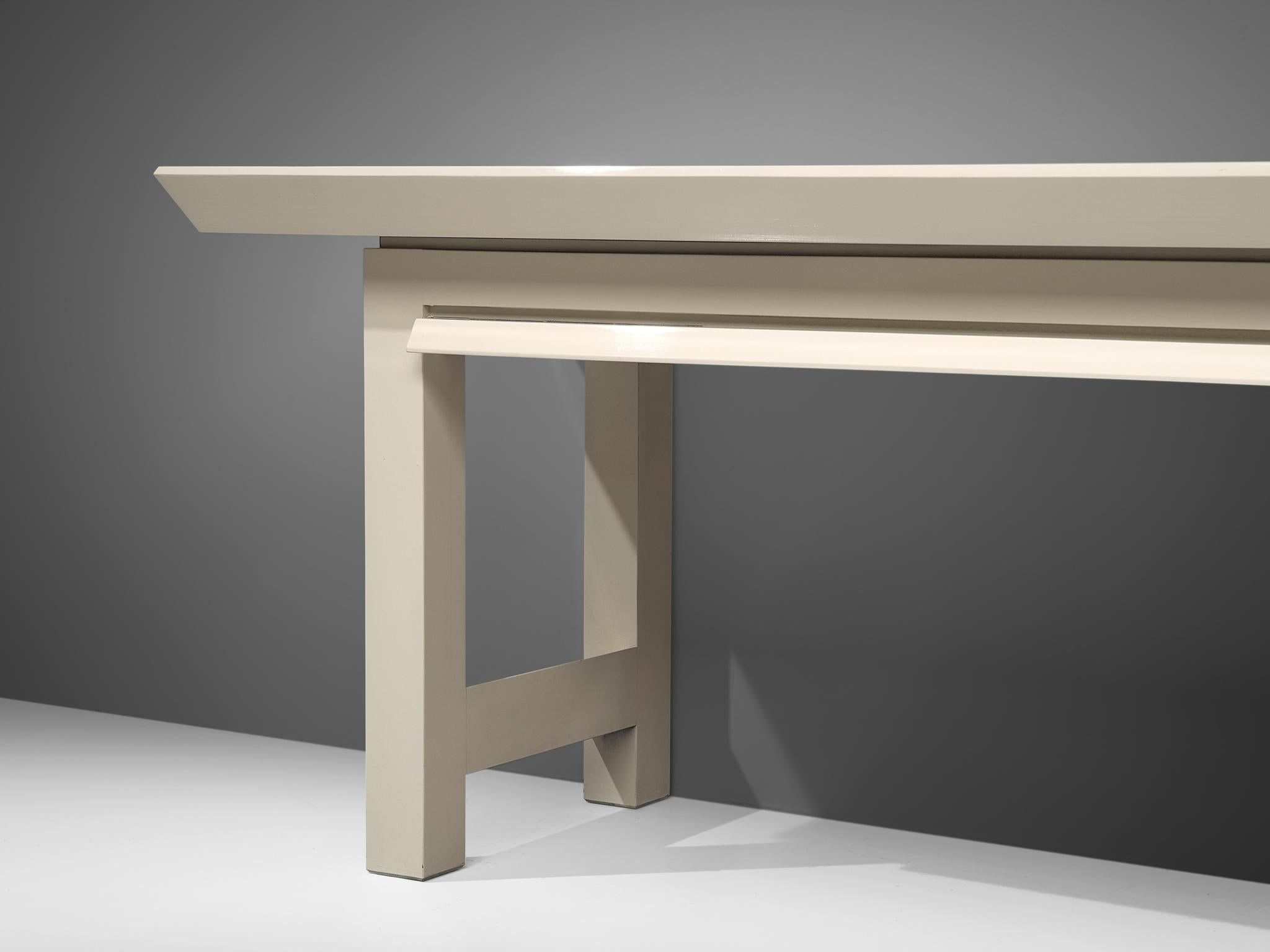 Oak Emiel Veranneman White Lacquered Console Table For Sale