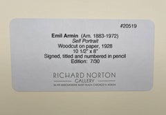 A 1928 Woodcut on Paper, Self-Portrait of Notable Chicago Modernist Emil Armin