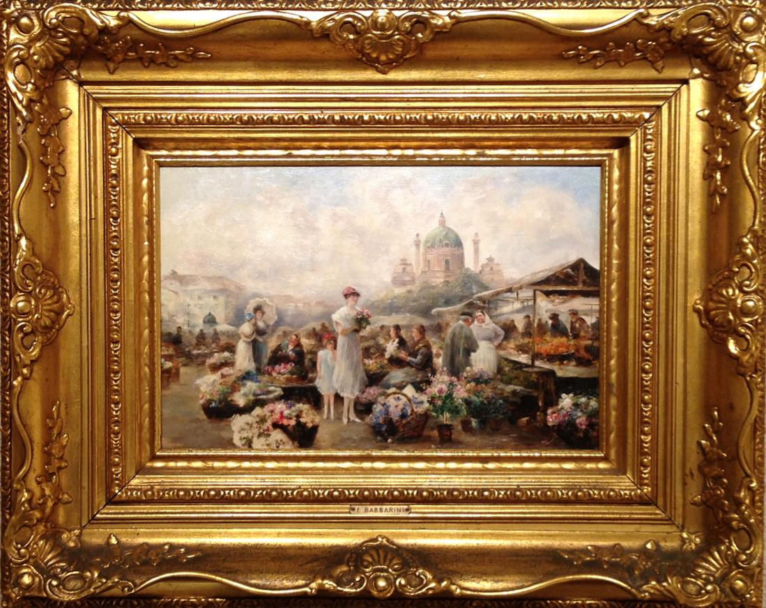 Vienna Flower Market oil painting by Emil Barbarini
