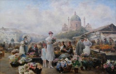 Wiener Blumenmarkt, Ölgemälde von Emil Barbarini