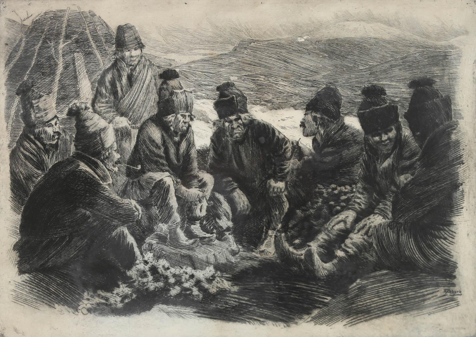 Emil Åberg (1864-1940) - Swedish School Early 20th Century Etching, The Council For Sale 3